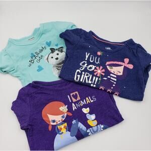 Girl's 12M Long Sleeve Tees Bundle Purple Blue